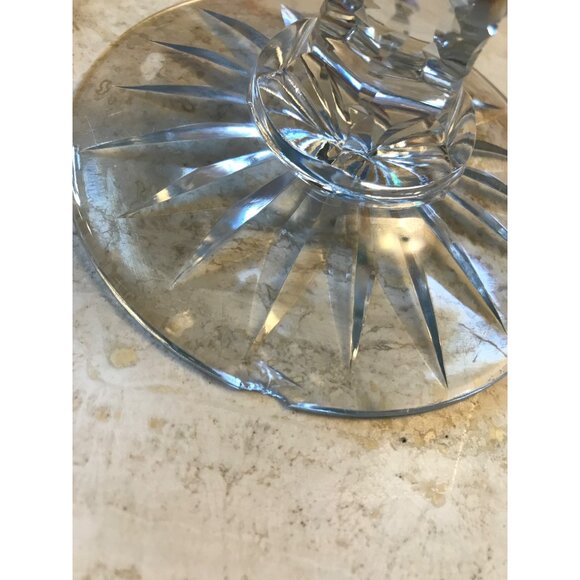 Vintage Crystal Cut/Etched Vase with Flowers & Leaves, sm. chip on foot as shown - Picture 10 of 10